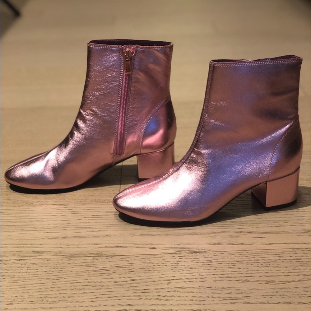 & other stories pink metallic ankle boots